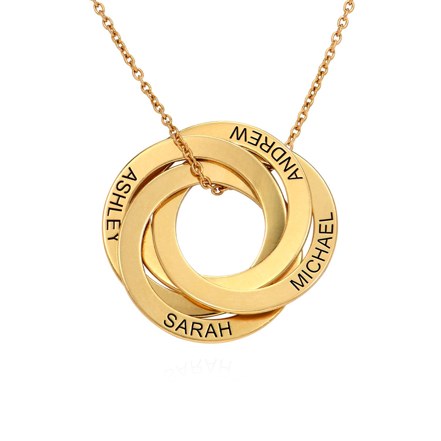 Collar de anillo ruso con cuarto anillos en plata 925 chapado en oro vermeil 18k-4 foto de producto