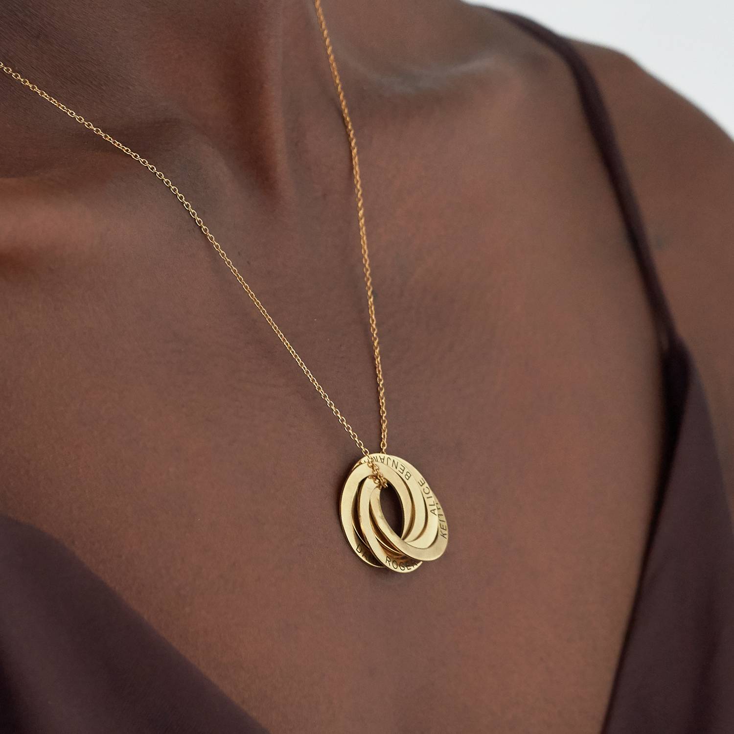 5 Russian Rings Necklace in 18ct Gold Vermeil-1 product photo
