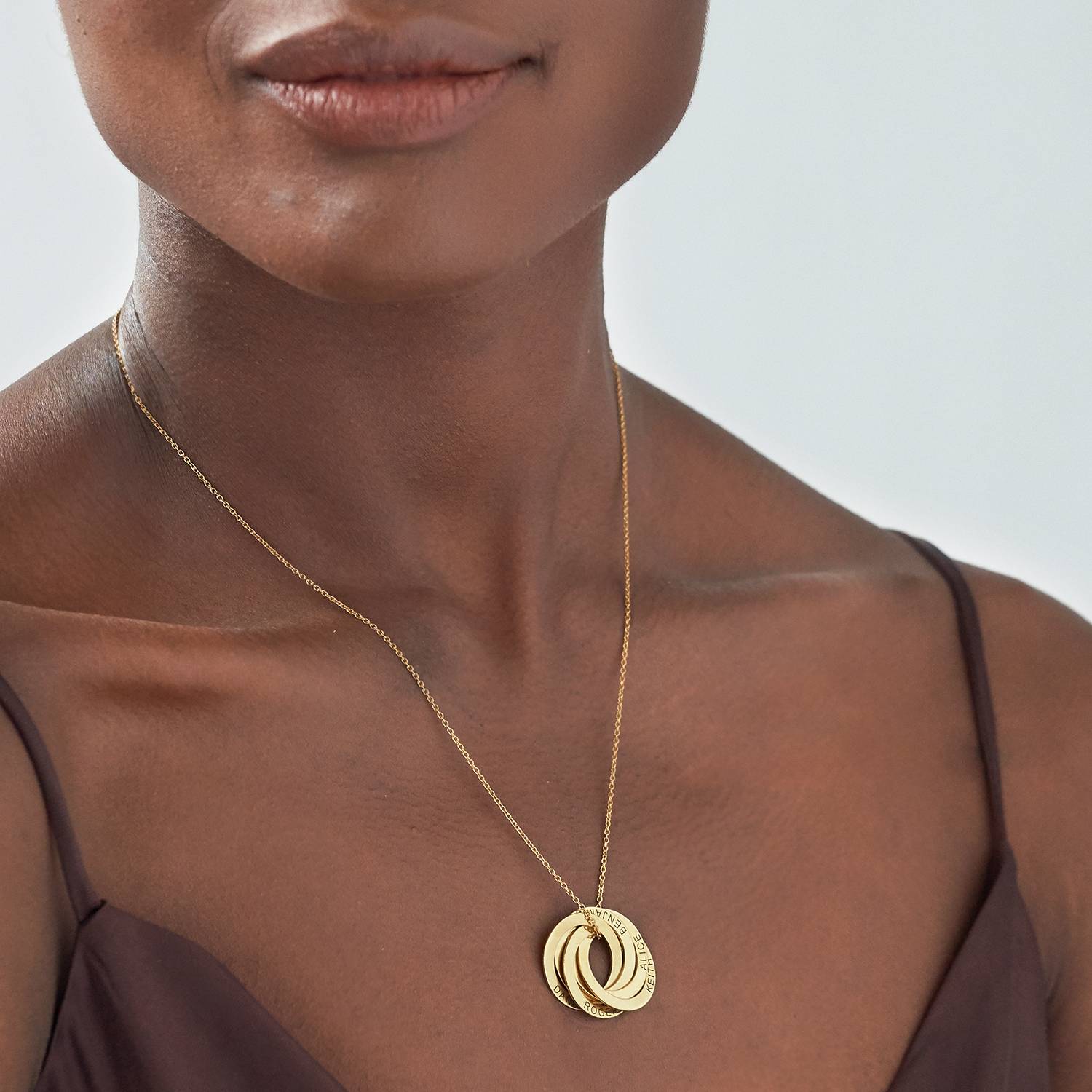 5 Russian Rings Necklace in 18ct Gold Vermeil-1 product photo