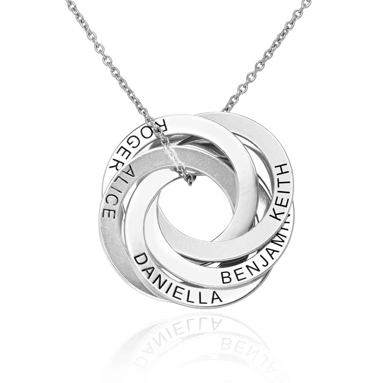 Russische Ring-Halskette mit 5 Ringen  - Premium Silber-4 Produktfoto