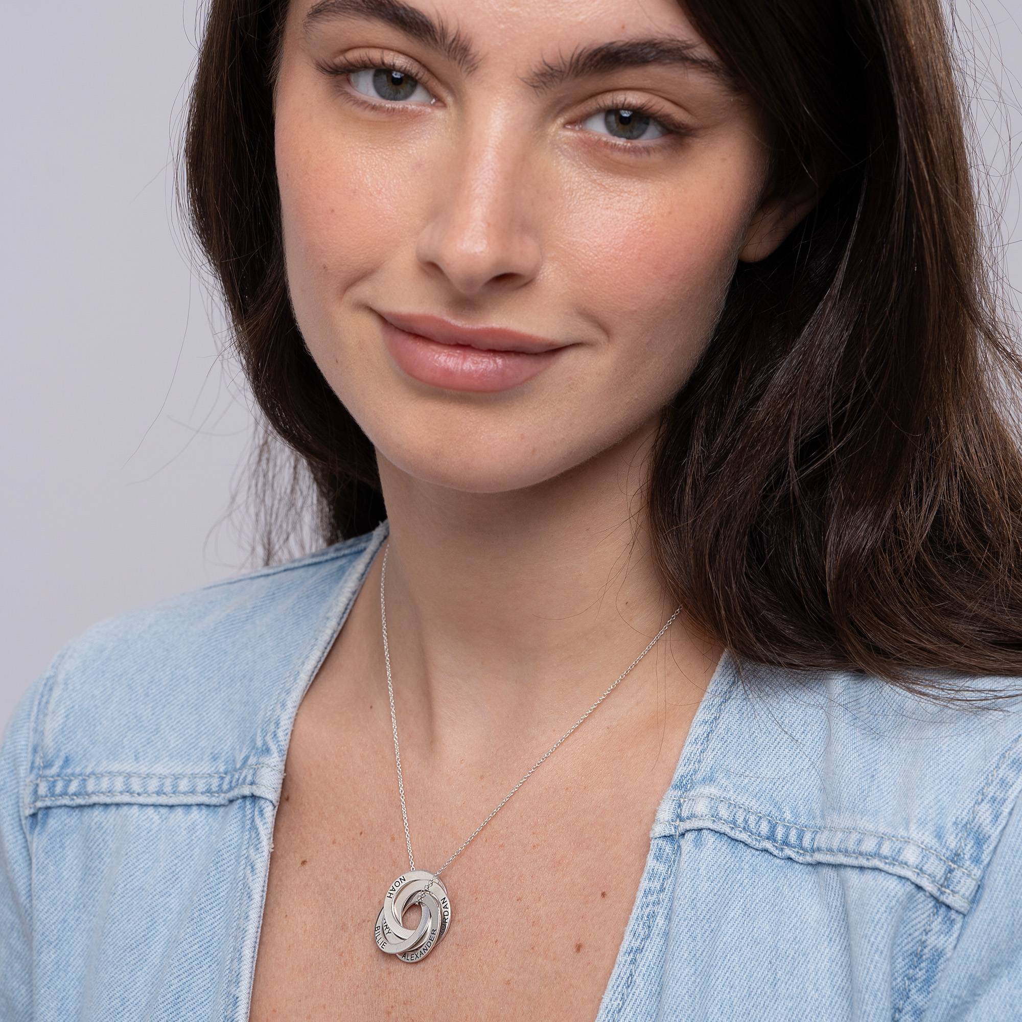 Russische Ring-Halskette mit 5 Ringen  - Premium Silber-7 Produktfoto