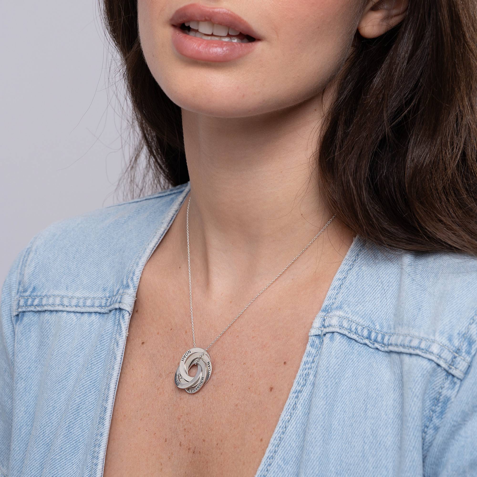 Russische Ring-Halskette mit 5 Ringen  - Premium Silber-3 Produktfoto