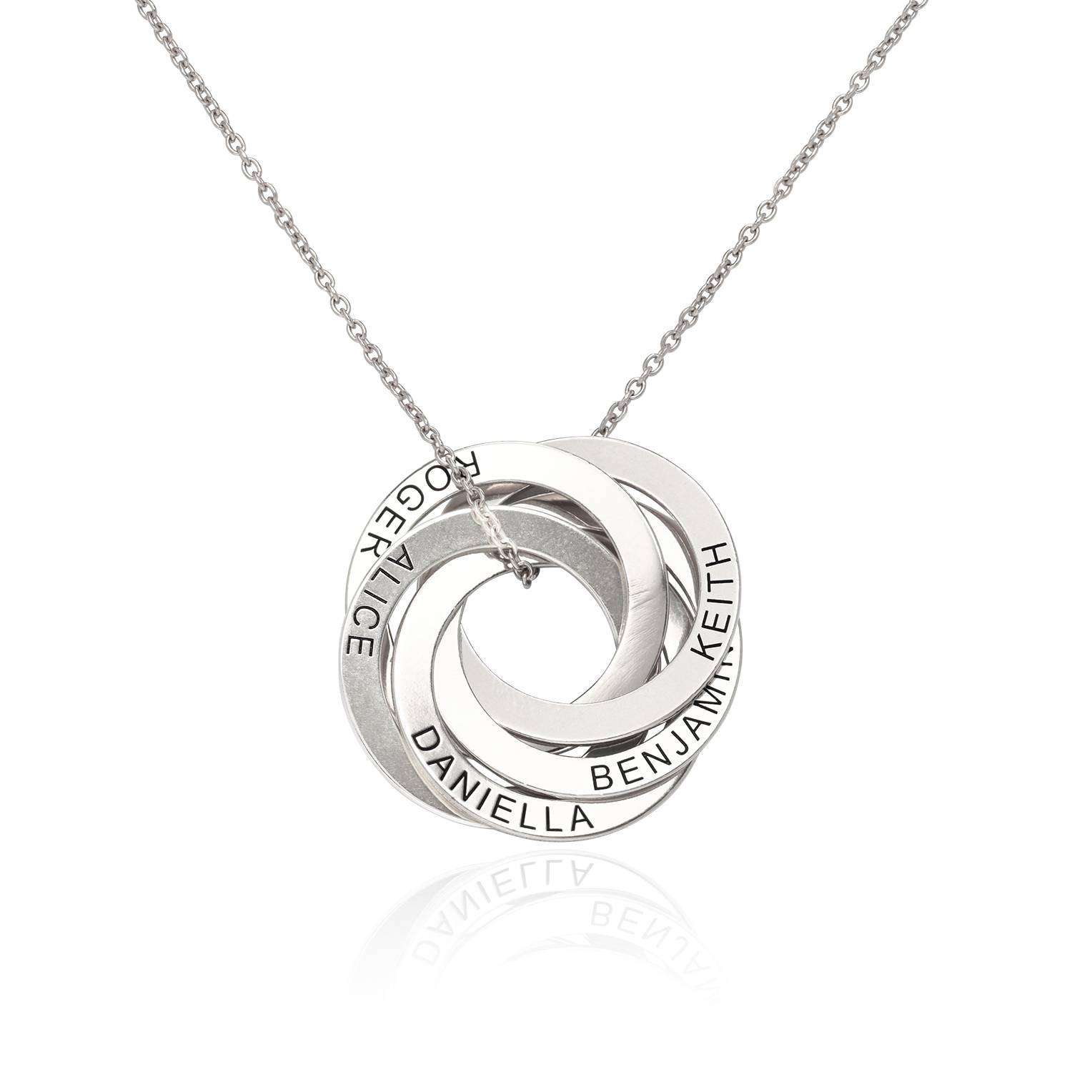 5 Russian Rings Necklace in 14ct White Gold-4 product photo