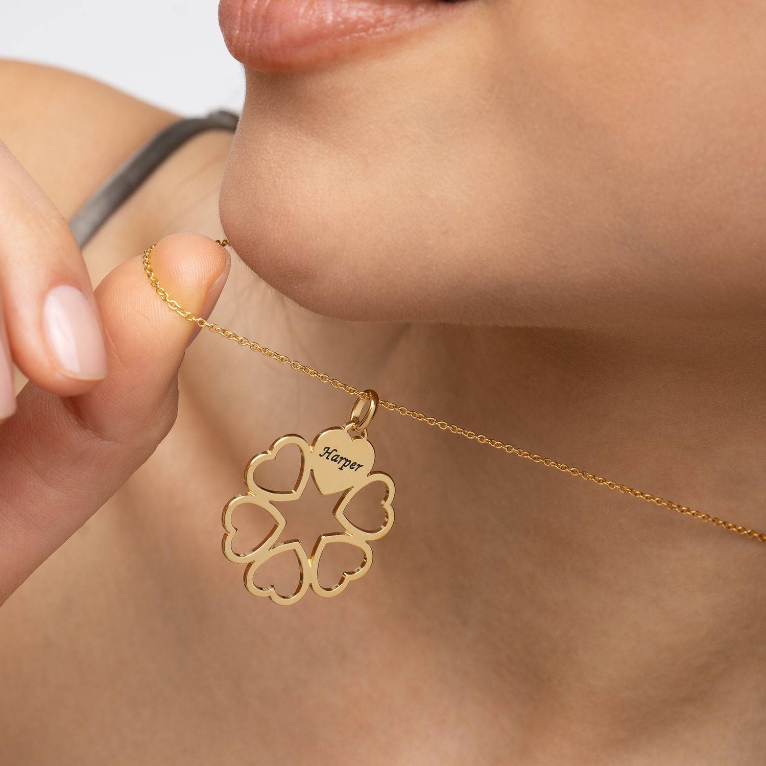 6 Leaf Clover Name Necklace in 18ct Gold Vermeil-4 product photo