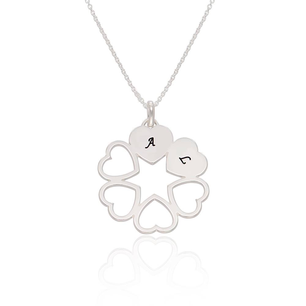 6 Leaf Clover Initial Necklace in Sterling Silver product photo