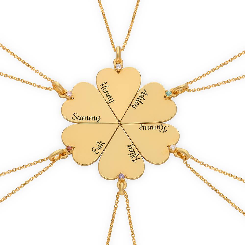 6 Piece Personalized Friendship and Birthstone Necklace in 18K Gold Plating product photo