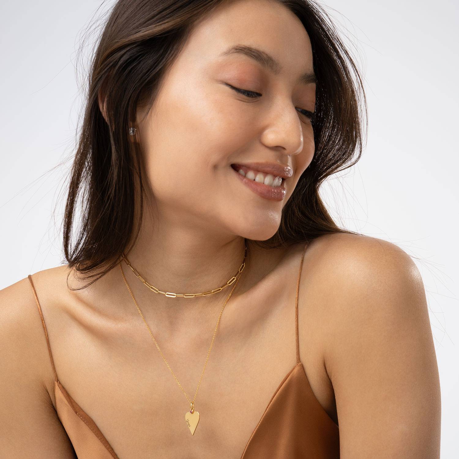 Collar personalizado de 6 piezas de amistad y piedra de nacimiento en Oro Vermeil de 18K-1 foto de producto