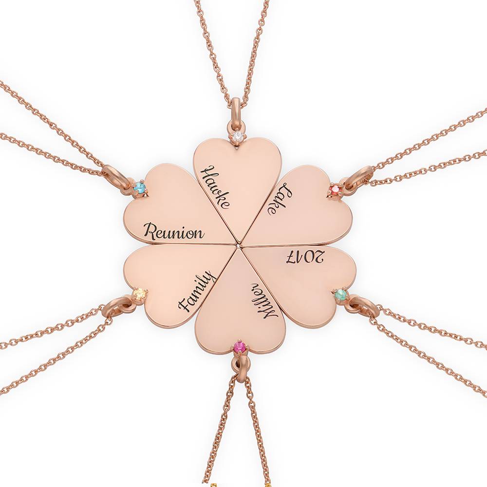 Collar personalizado de 6 piezas de amistad y piedra de nacimiento en chapa de oro rosa de 18K-5 foto de producto