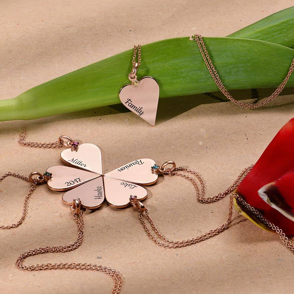 Collar personalizado de 6 piezas de amistad y piedra de nacimiento en chapa de oro rosa de 18K-4 foto de producto