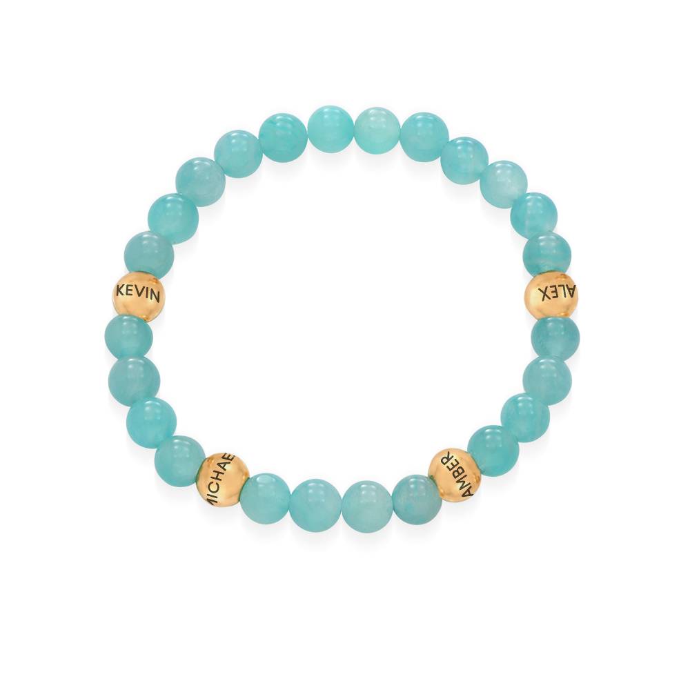 Bracelet Amazonite Balance avec Perles Gravées en Plaqué Or 18 carats-2 photo du produit