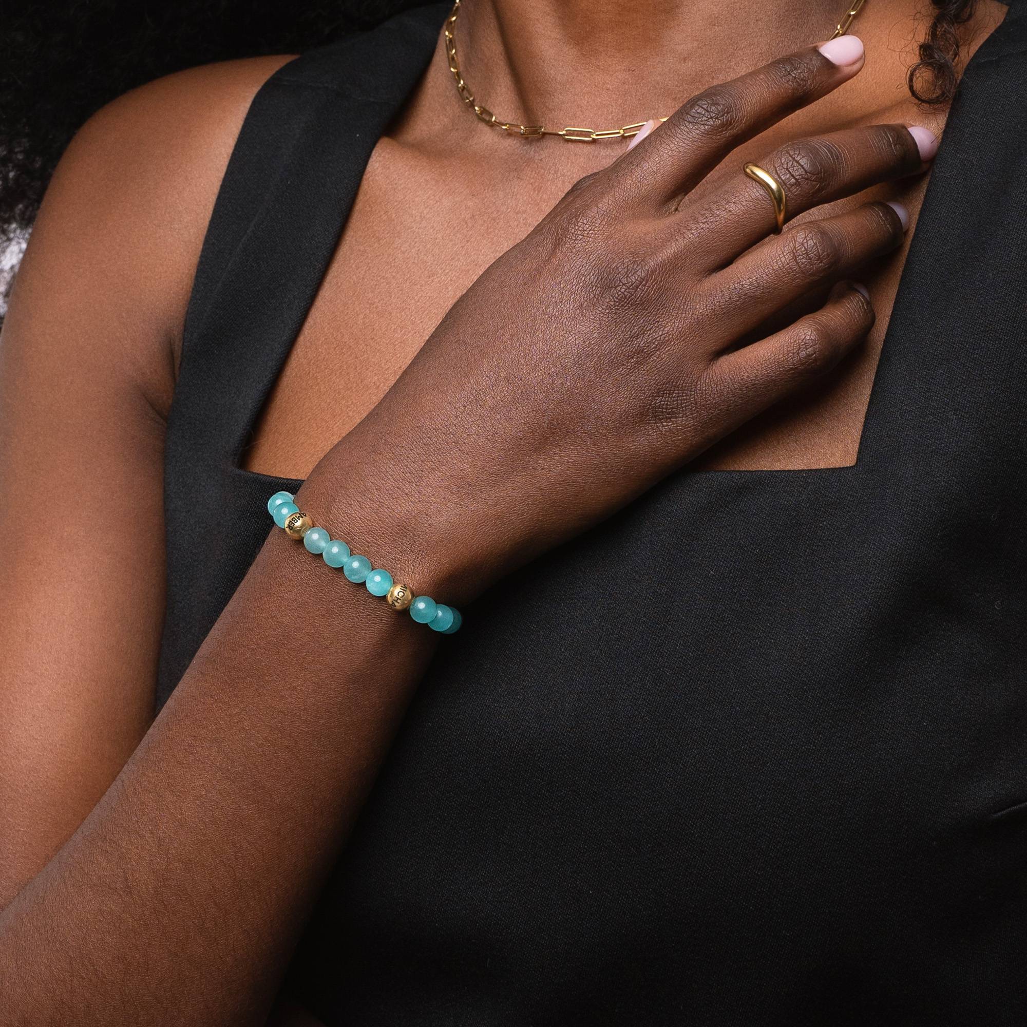 Bracelet Amazonite Balance avec Perles Gravées en Vermeil 18 carats-3 photo du produit
