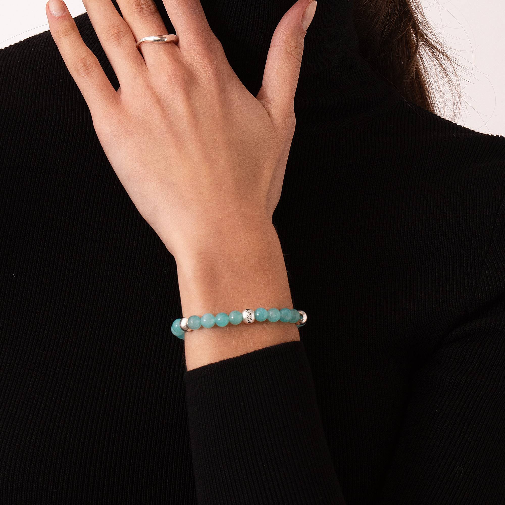 Bracelet Amazonite Balance avec Perles Gravées en Argent Sterling-5 photo du produit