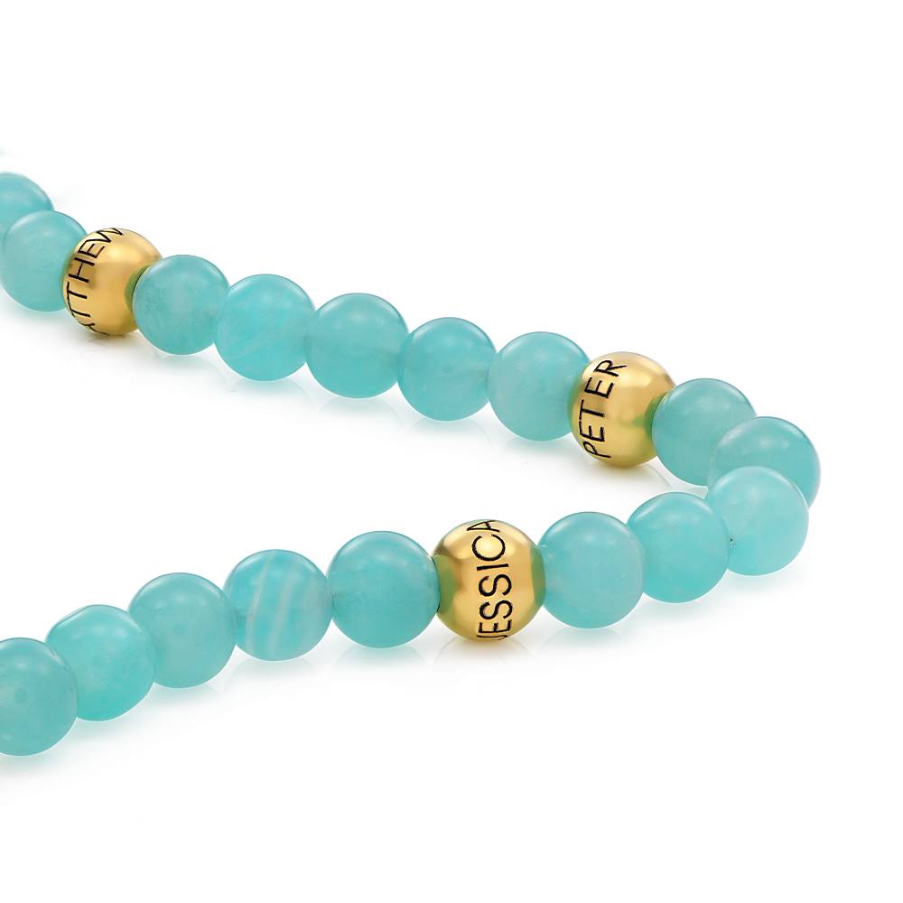 Amazonit Balance Perlenkette mit gravierten vergoldeten Beads-6 Produktfoto