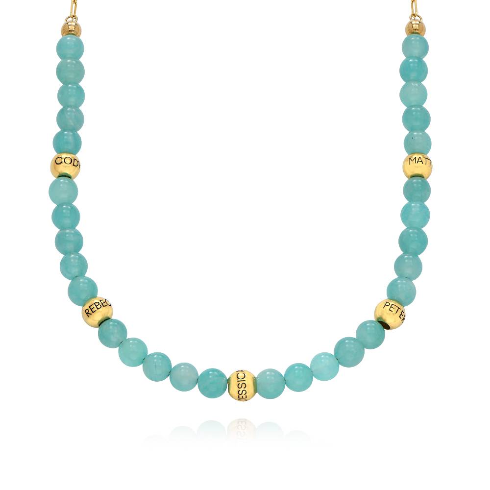 Amazonit Balance Perlenkette mit gravierten Beads aus Vermeil-1 Produktfoto