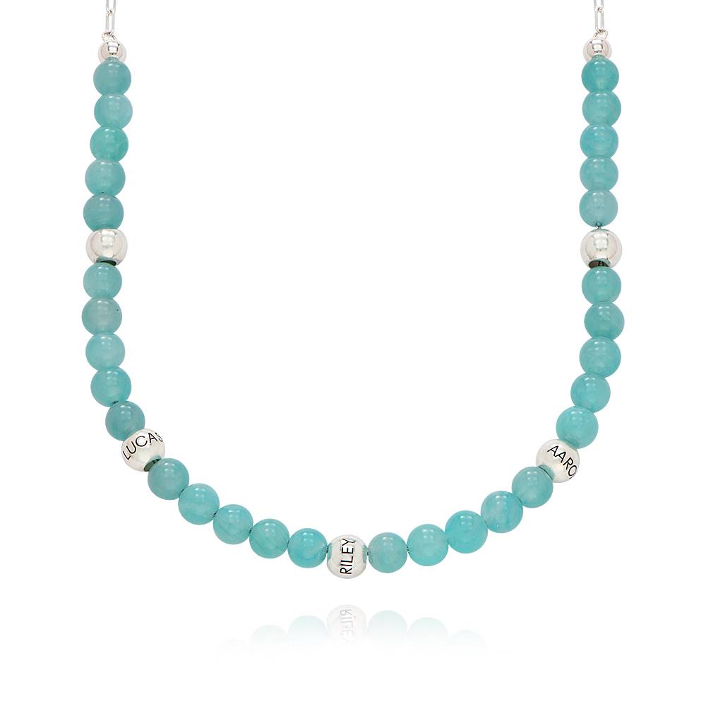 Amazonit Balance Perlenkette mit gravierten silberen Beads-2 Produktfoto