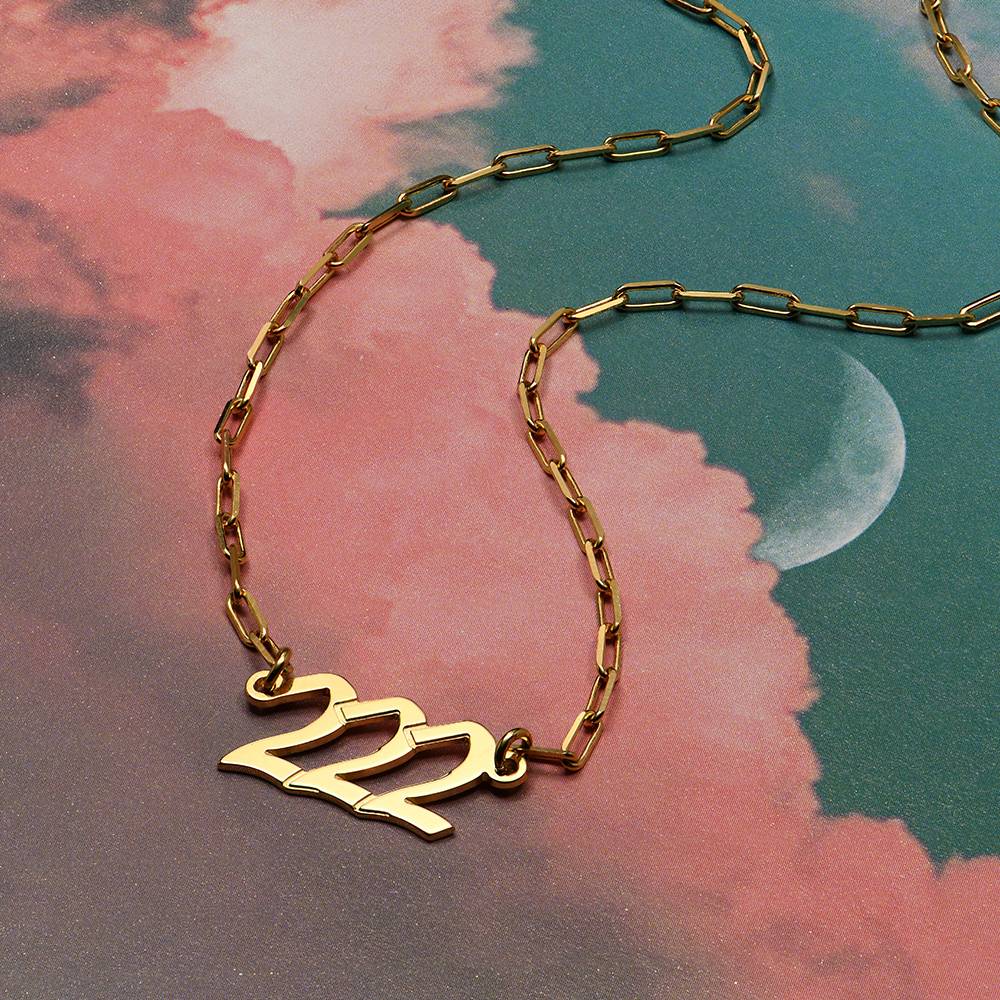 Engel Nummern-Halskette - 750er vergoldetes Silber-2 Produktfoto