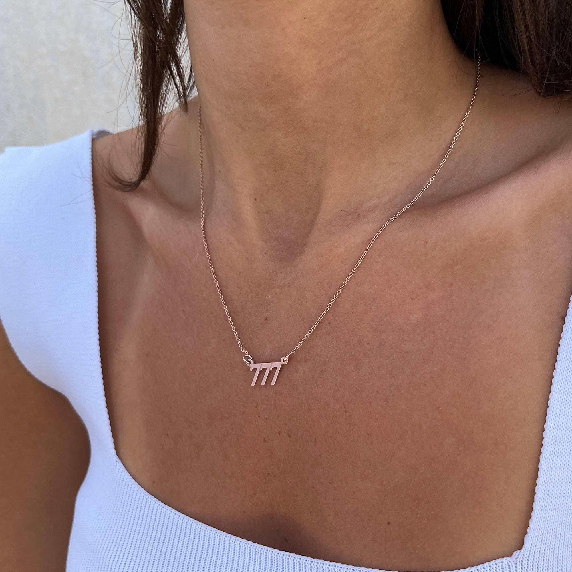 Angel Number Necklace in 18K Rose Gold Plating-5 product photo