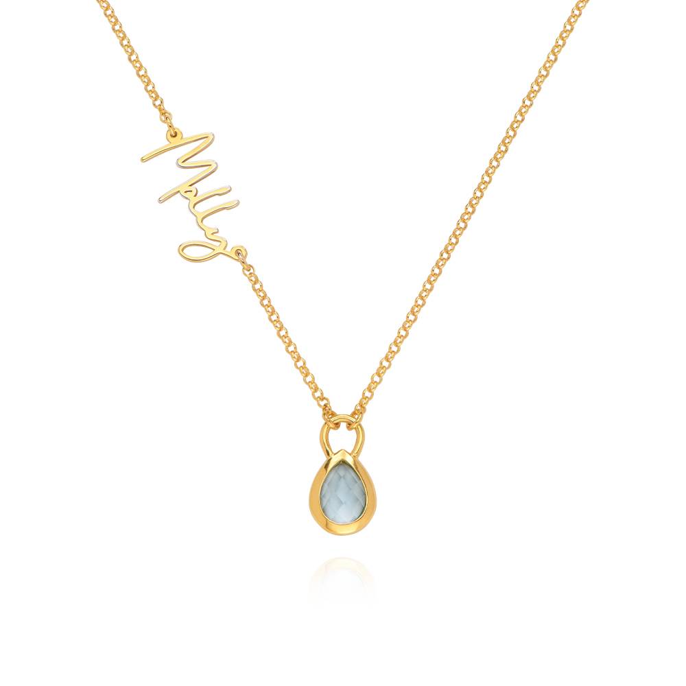 Annie Teardrop Name Necklace with Gemstones in 18K Gold Plating-3 product photo