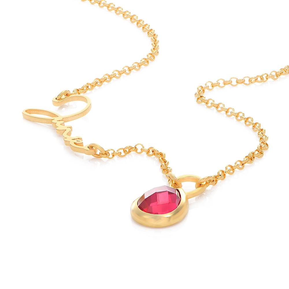 Annie Teardrop Name Necklace with Gemstones in 18ct Gold Vermeil-4 product photo
