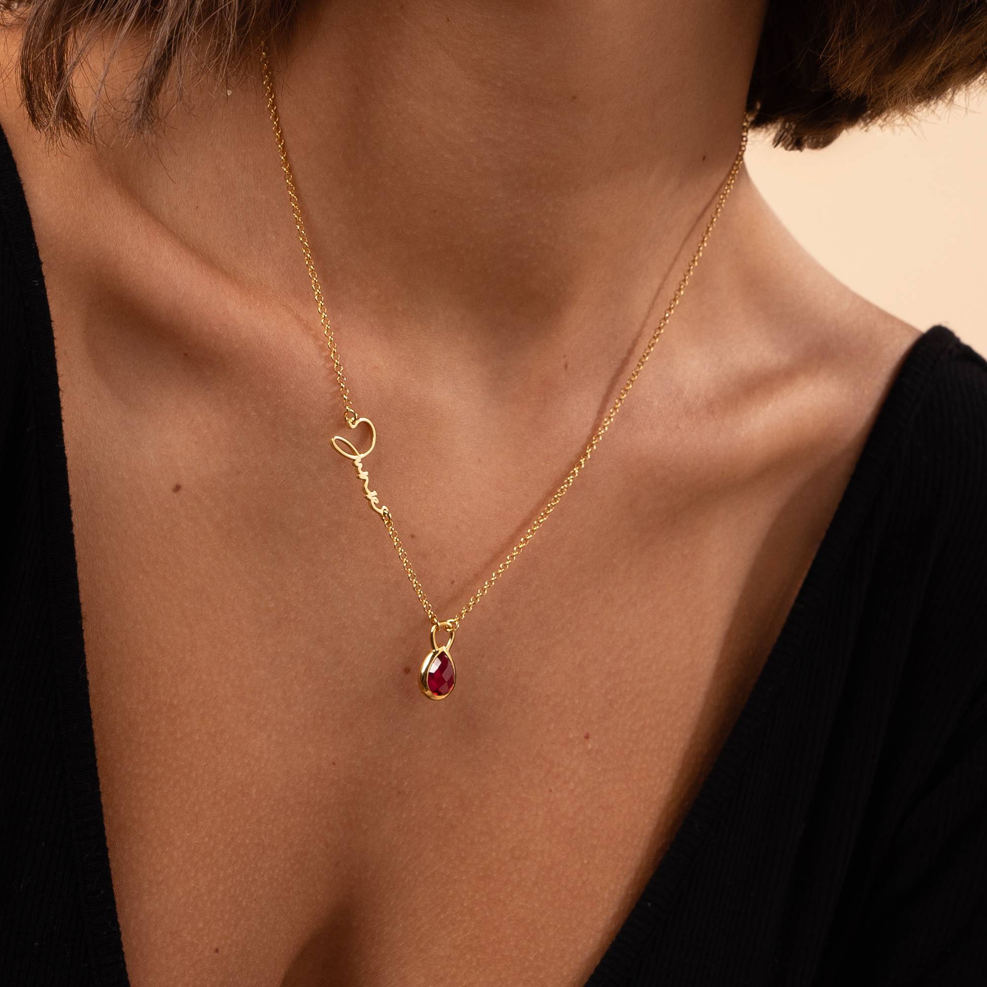 Annie Teardrop Name Necklace with Gemstones in 18ct Gold Vermeil-1 product photo