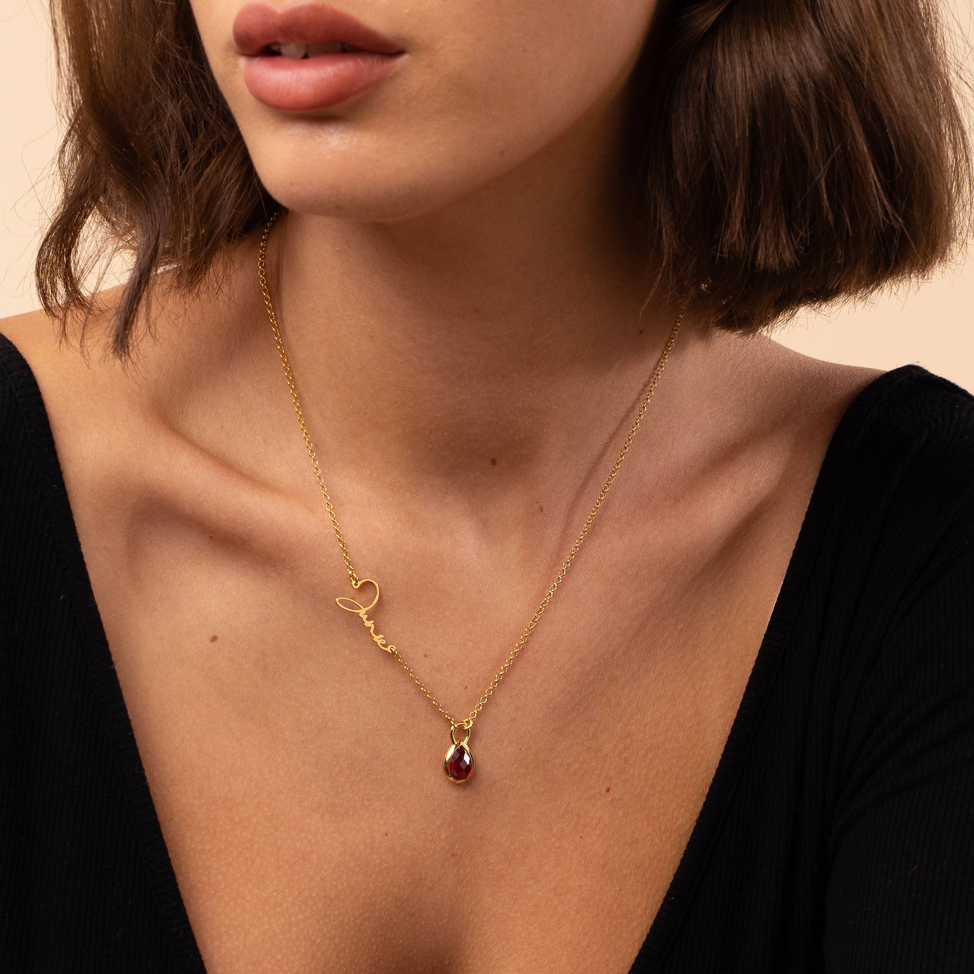 Annie Teardrop Name Necklace with Gemstones in 18K Gold Vermeil-5 product photo