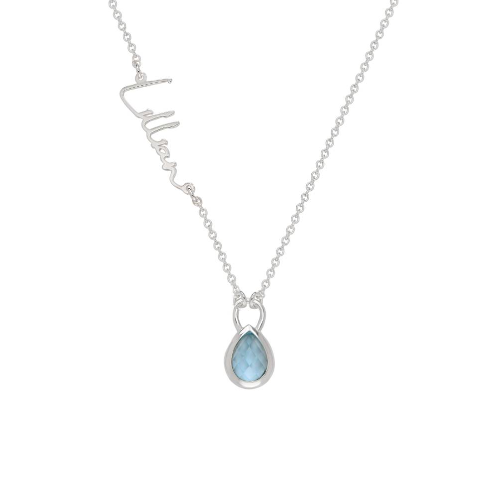 Annie Teardrop Name Necklace with Gemstones in Sterling Silver-3 product photo