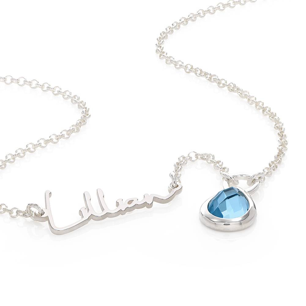 Annie Teardrop Name Necklace with Gemstones in Sterling Silver-2 product photo