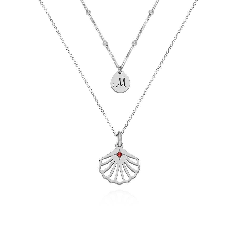 Ariel Shell Initial Necklace with Birthstone in Sterling Silver product photo