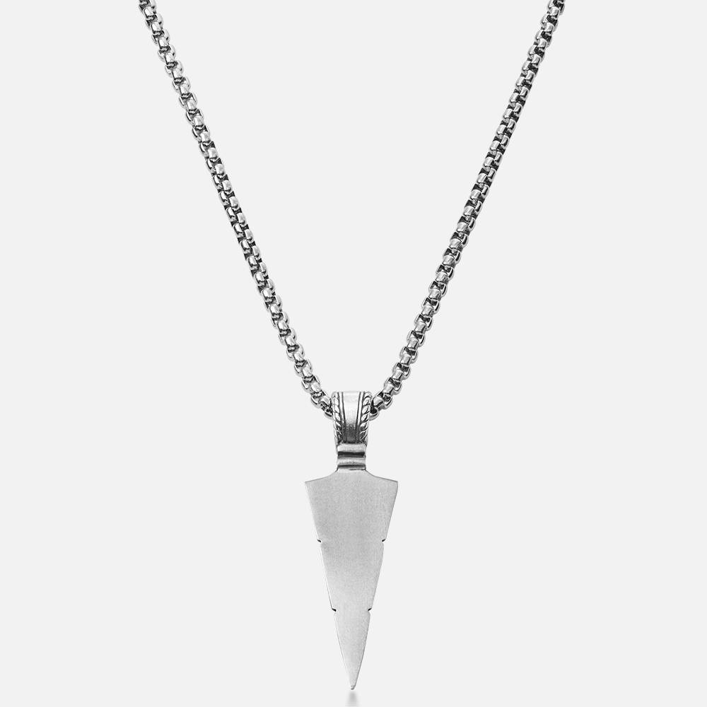 Pilespids halskæde til mænd i sølv-1 produkt billede