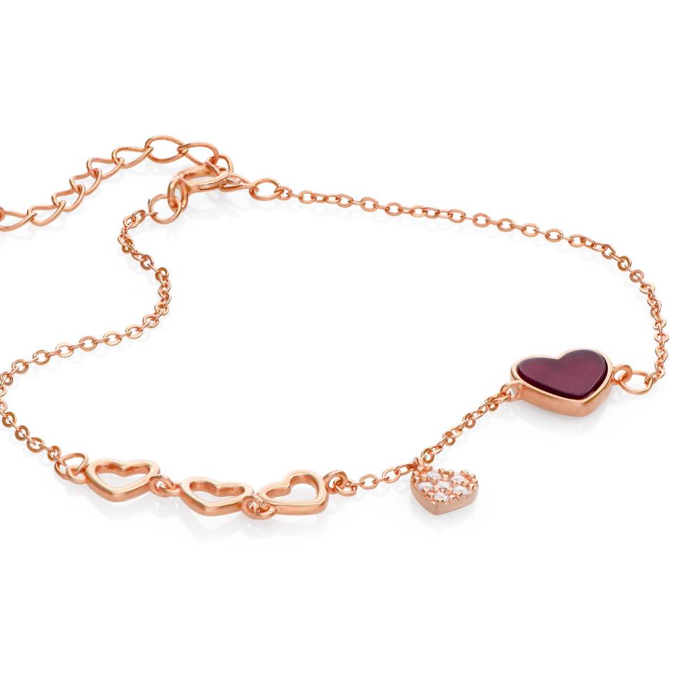 Be Mine Red Heart Bracelet in 18K Rose Gold Plating-2 product photo