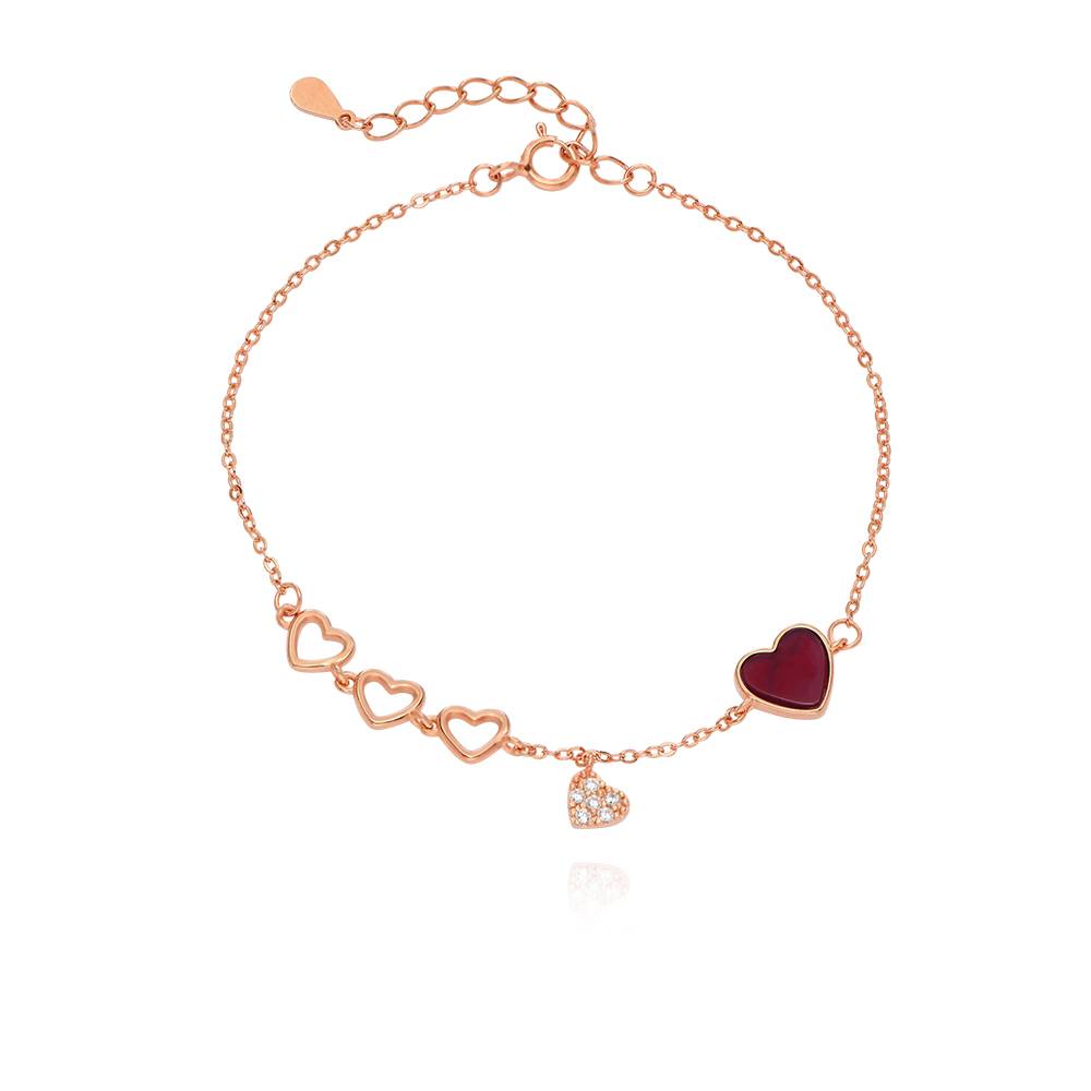 18k Rosé Vergulde Be Mine Red Heart-Armband Productfoto