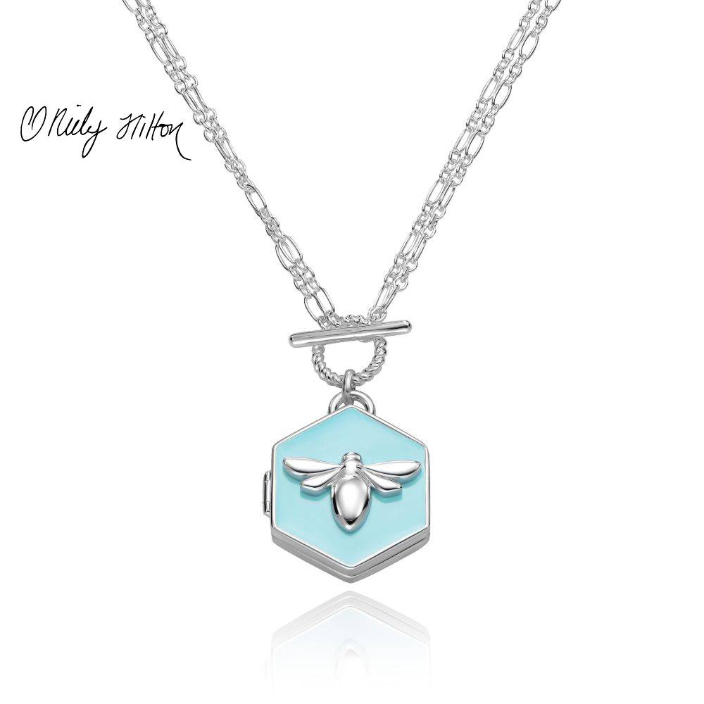 Bee Loved Locket with Blue Enamel-5 product photo