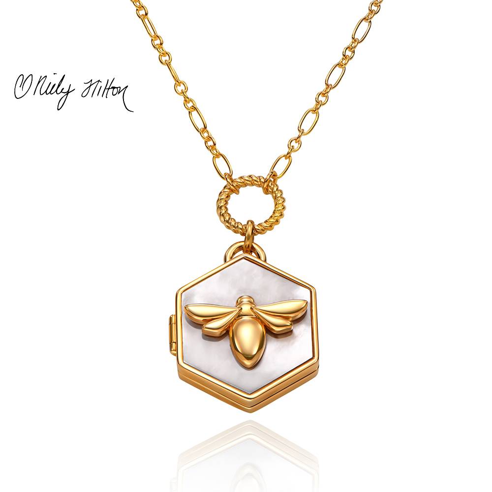 Bee Loved Locket with Mother of Pearl-4 product photo