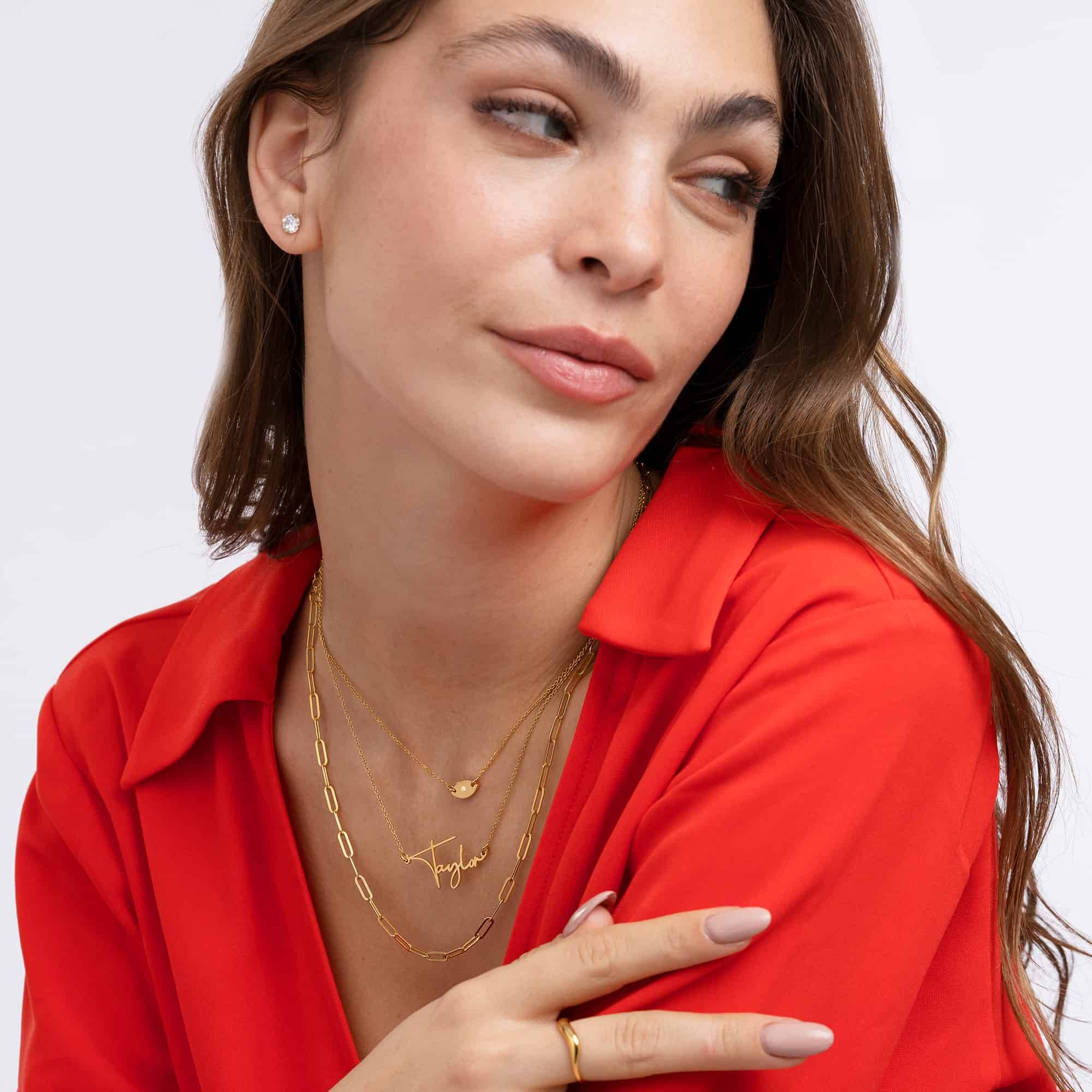 "Paris" collar con nombre personalizado en oro vermeil-3 foto de producto