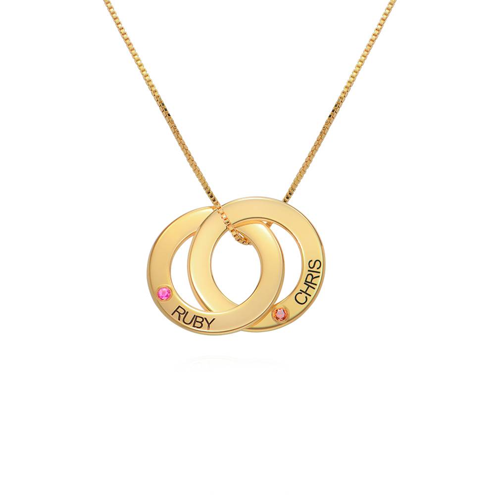 Collar anillo ruso con piedra de nacimiento con 2 anillos en oro Vermeil de 18K foto de producto