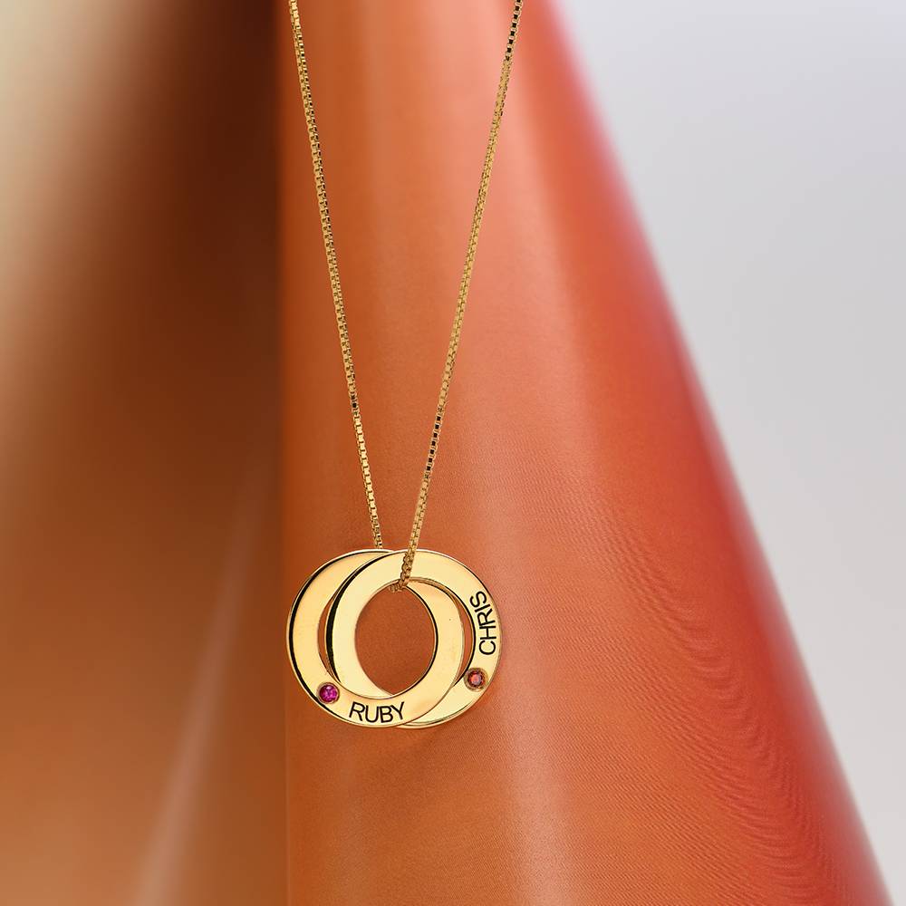 Birthstone Russian Ring Necklace with 2 Rings in 18K Gold Vermeil-2 product photo