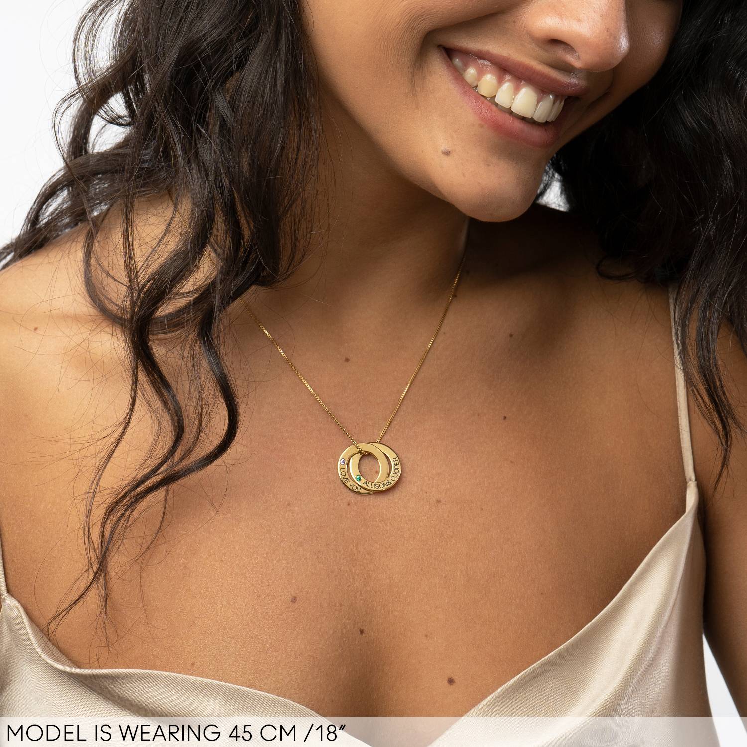 Birthstone Russian Ring Necklace with 2 Rings in 18K Gold Vermeil-5 product photo
