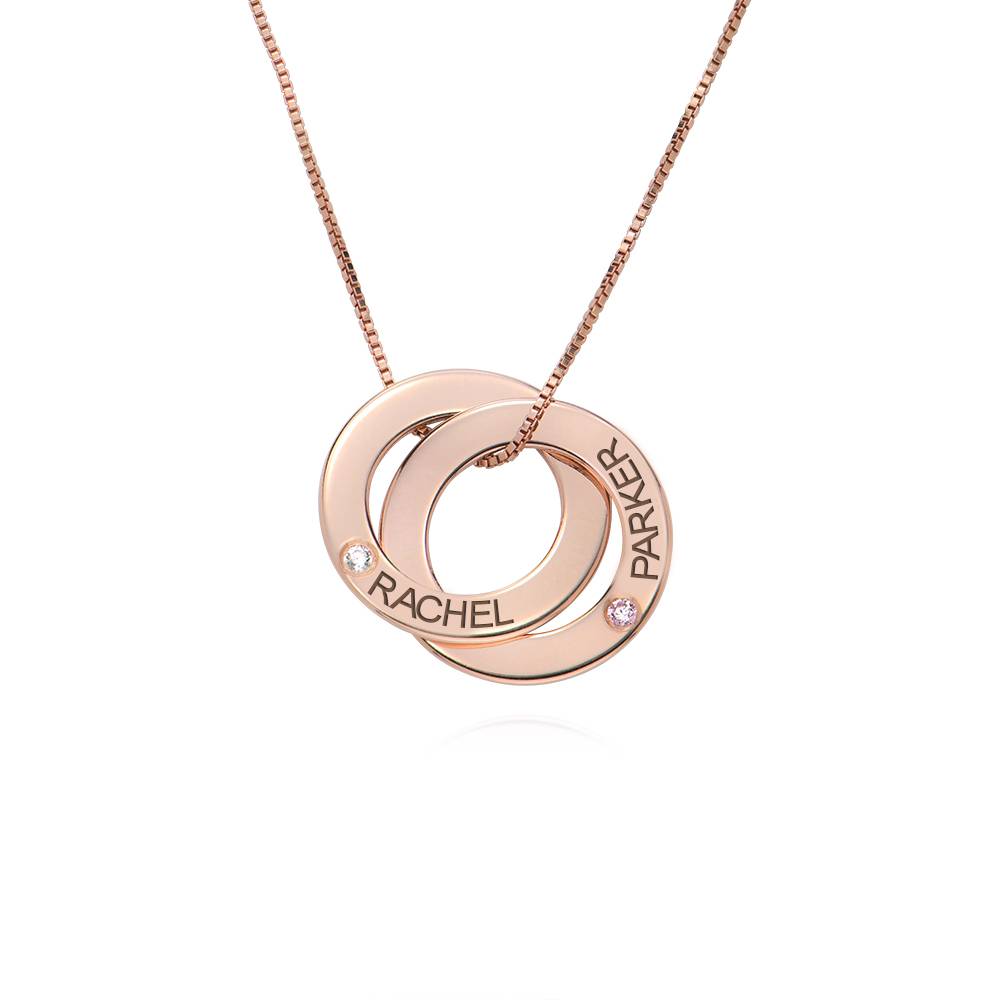 Geburtsstein Russische Ring-Halskette mit 2 Ringen - 750er rosé Produktfoto