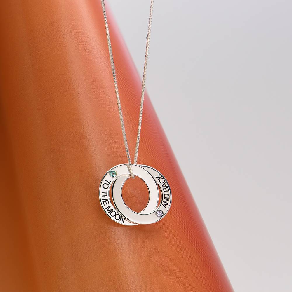 Birthstone Russian Ring Necklace with 2 Rings in Sterling Silver-2 product photo