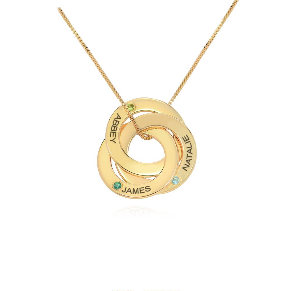 Birthstone Russian Ring Necklace with 3 Rings in 18K Gold Plating product photo