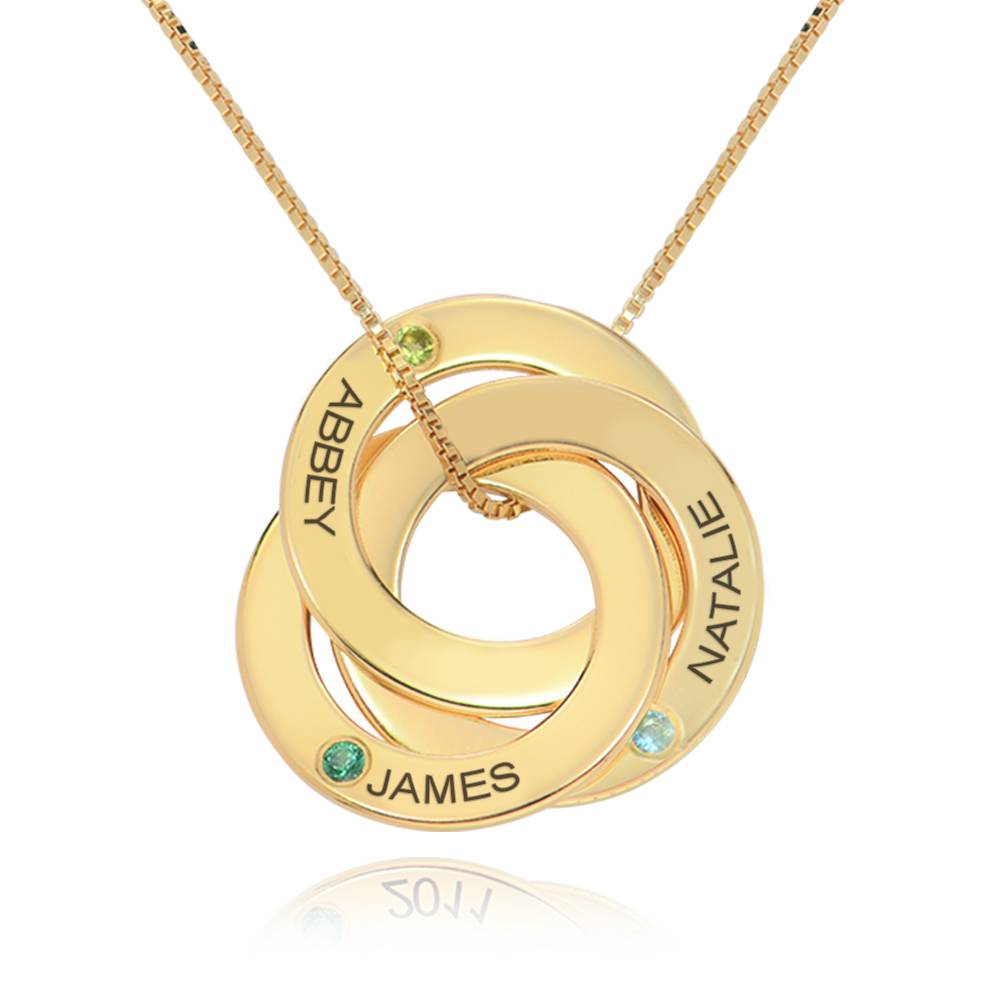 Birthstone Russian Ring Necklace with 3 Rings in 18K Gold Plating-3 product photo