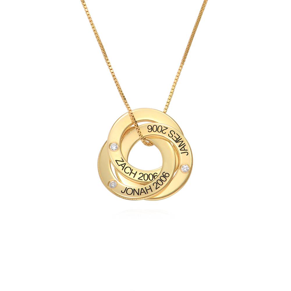 Geburtsstein Russische Ring-Halskette mit 3 Ringen - 750er Gold-Vermeil-1 Produktfoto