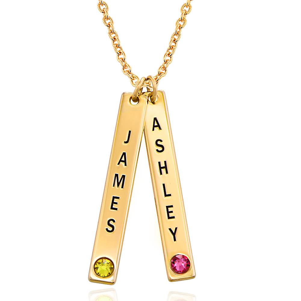 Vertical Bar Necklace with Birthstone in 18K Gold Plating-3 product photo