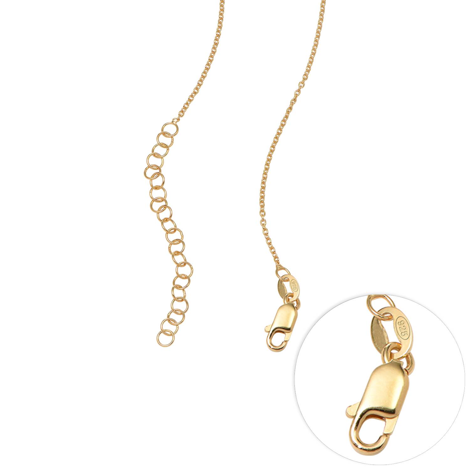 Blommande födelseblomma arabiskt namn halsband med diamant i 18K guld vermeil.-4 produktbilder
