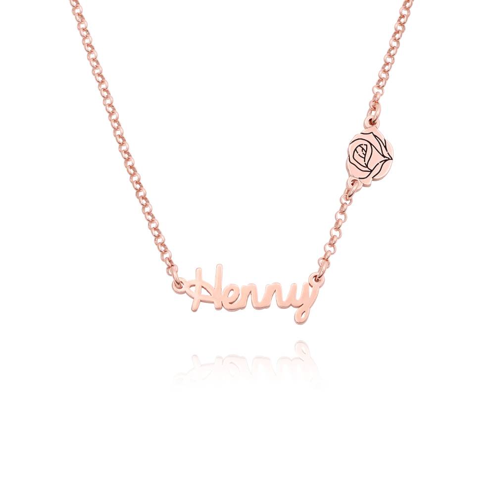 Blooming Birth Flower Multi Name Necklace in 18K Rose Gold Plating-2 product photo