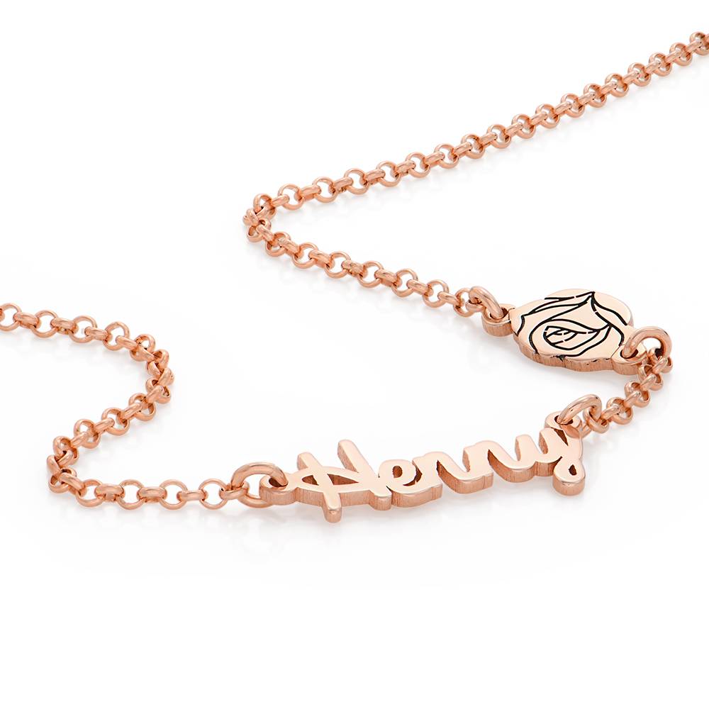 Blooming Birth Flower Multi Name Necklace in 18K Rose Gold Plating-7 product photo
