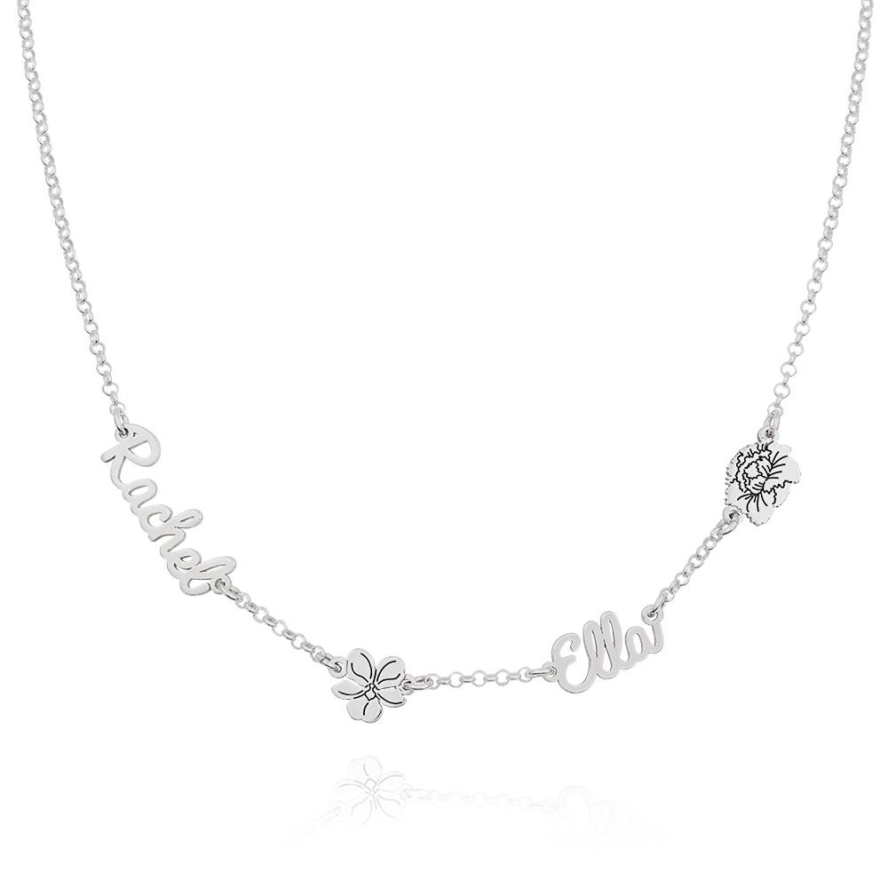 Blooming Birth Flower Multi Name Necklace in Sterling Silver-4 product photo