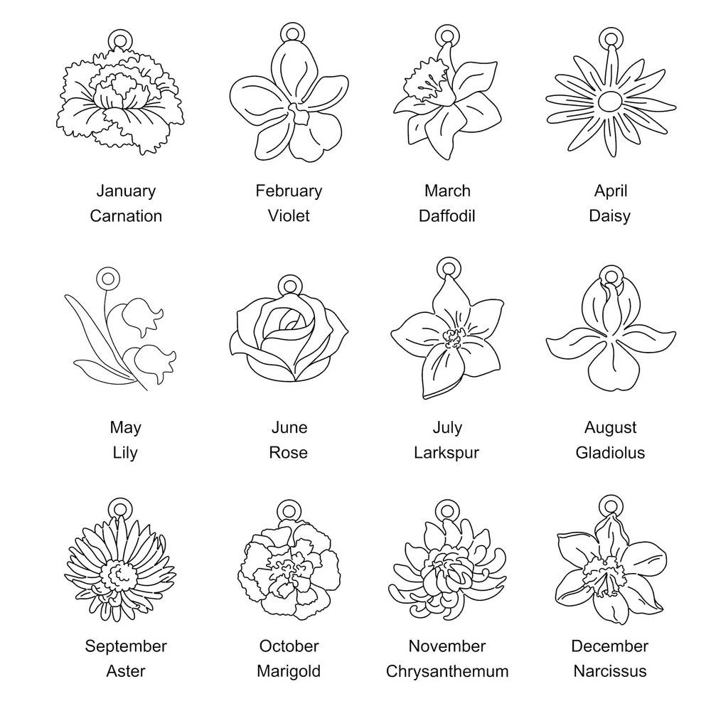 Blooming Birth Flower Name Necklace with Diamond in Sterling Silver MYKA