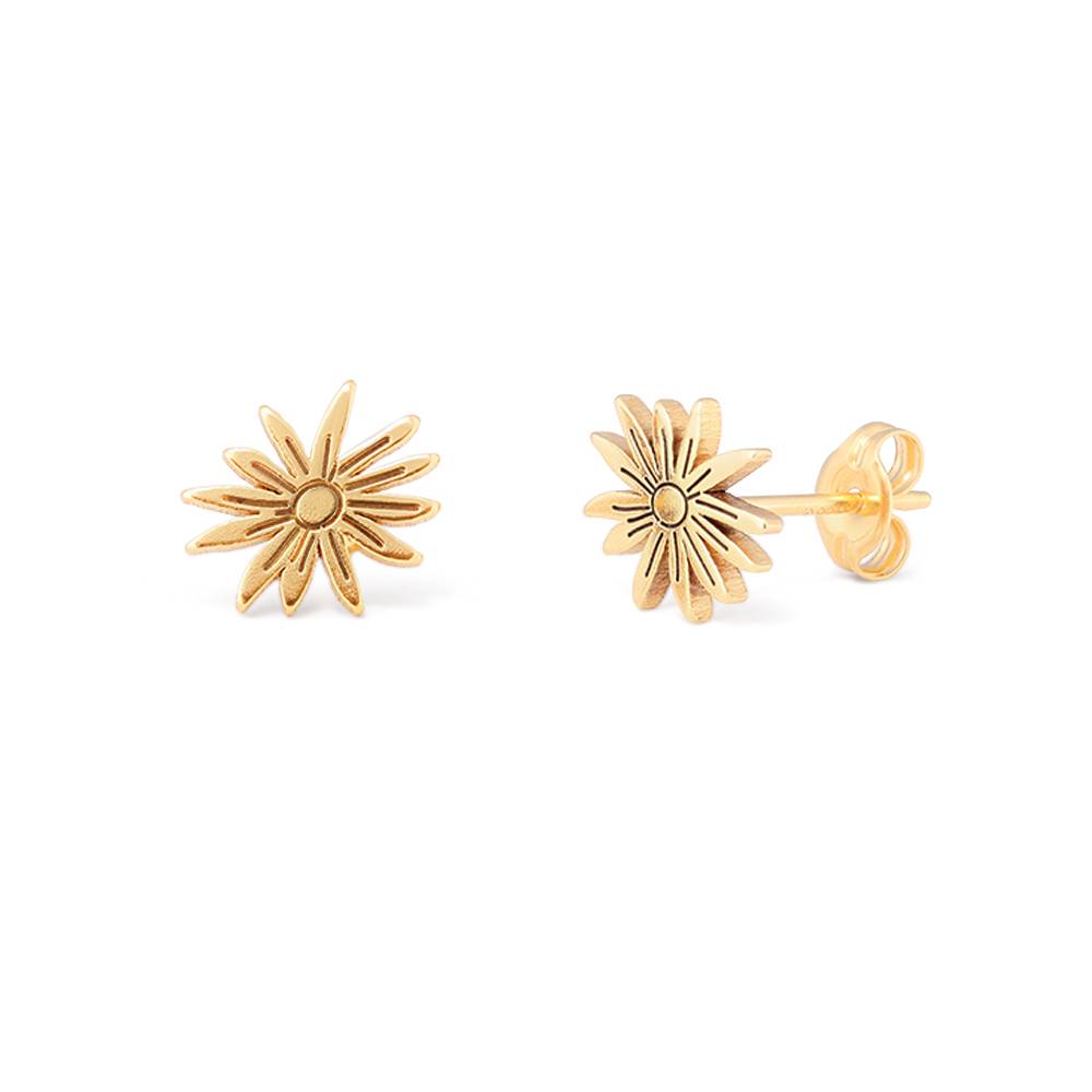 Boucles d'oreilles clous "Blooming" avec fleurs de naissance plaquées or 18 carats-4 photo du produit