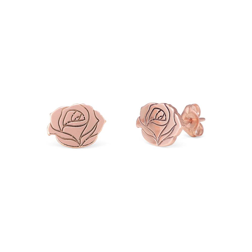 Blooming Birth Flower Stud Earrings in 18ct Rose Gold Plating product photo